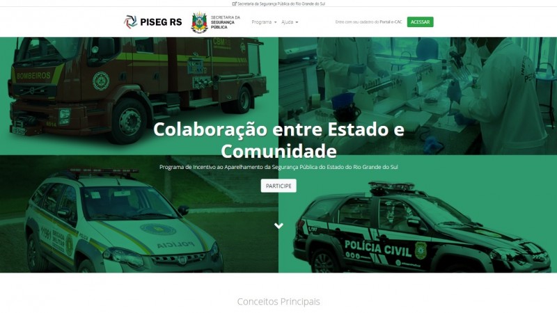 Capa do site do Piseg.