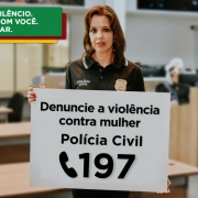 Card twitter delegada Nadine Anflor - campanha Rompa o Silêncio - Denúncia a violência contra a mulher
