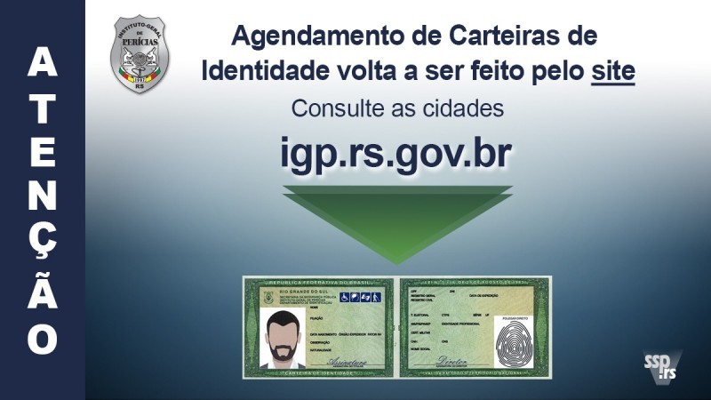 Para fazer identidade só por agendamento no site do IGP - Alegrete Tudo