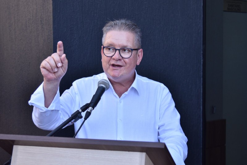 Vice-governador e secretário da Segurança Pública, delegado Ranolfo Vieira Júnior, discursando na inauguração.