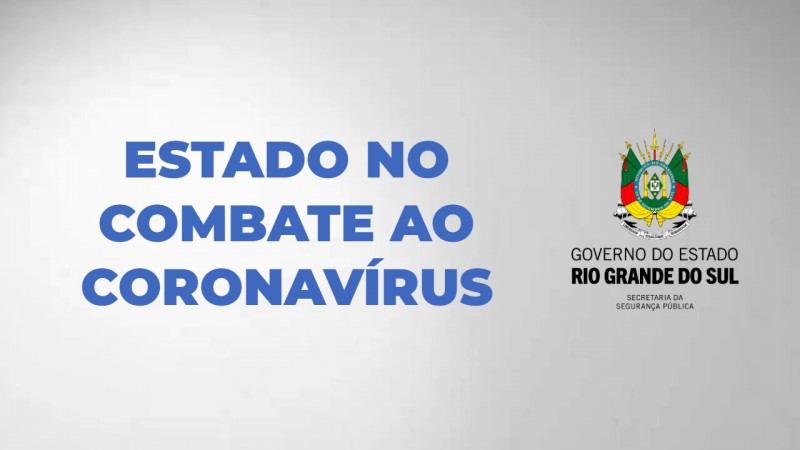 Card cinza com texto azul: Estado no Combate ao Coronavirus - brasão