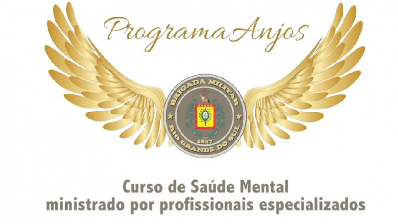 Imagem mostra símbolo do Programa Anjos com a seguinte frase: "Curso de Saúde Mental ministrado por profissionais especializado"