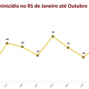 gráfico em linha sobre os registros de feminicídios