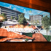 A imagem mostra uma arte que simula a obra da Cidade da Polícia em Passo Fundo 