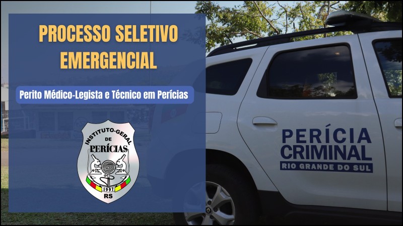 Imagem de ve&iacute;culo da Per&iacute;cia Criminal com ilustra&ccedil;&atilde;o sobre processo seletivo emergencial